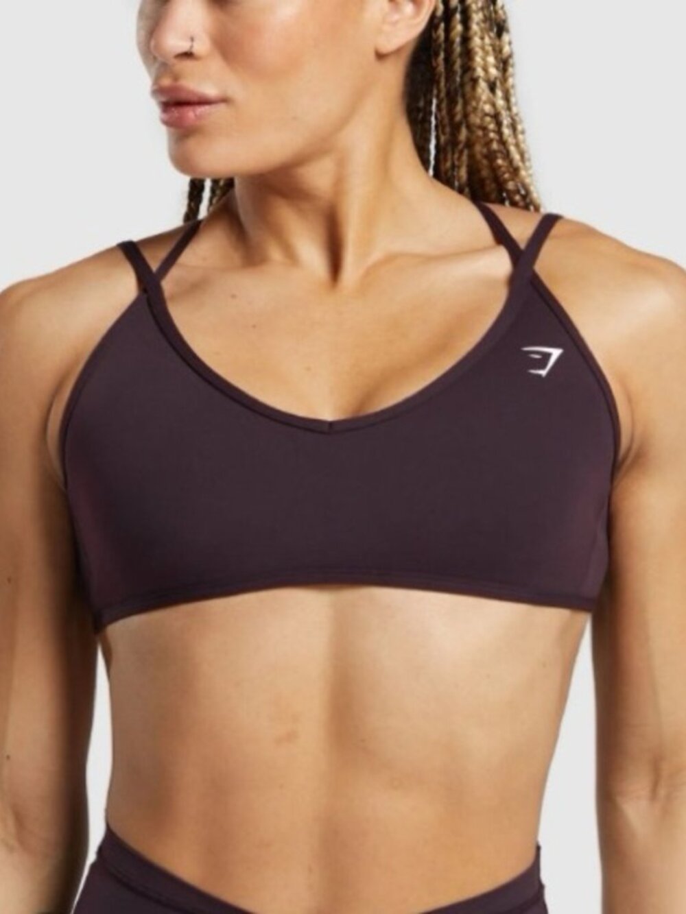 GYMSHARK Back Gains Sports Bra Plum Size S
